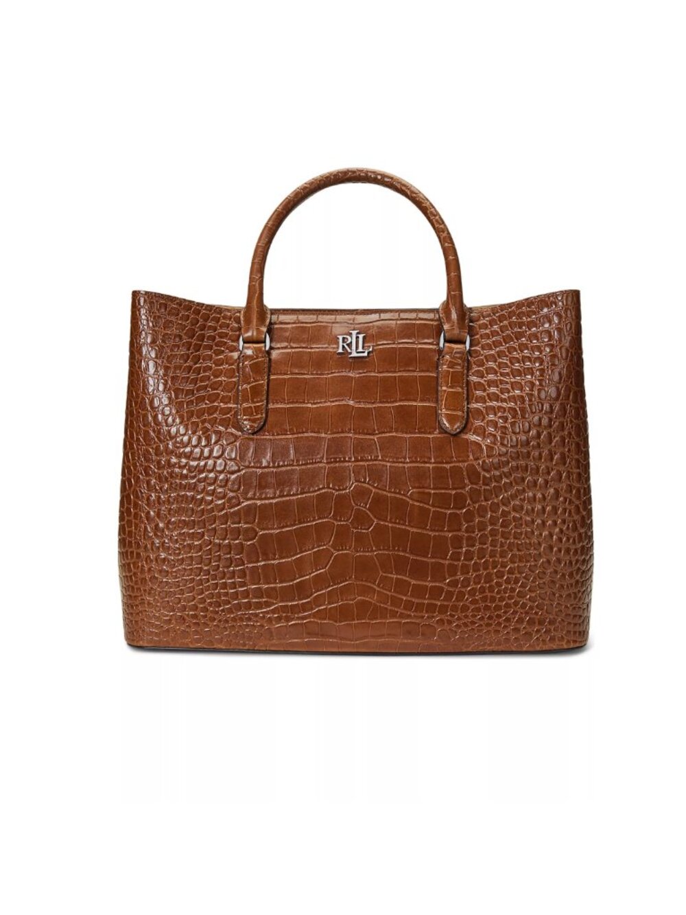 NWT Ralph Lauren Croc Embossed Leather Large Marcy Satchel Tabacco: Pure Luxury